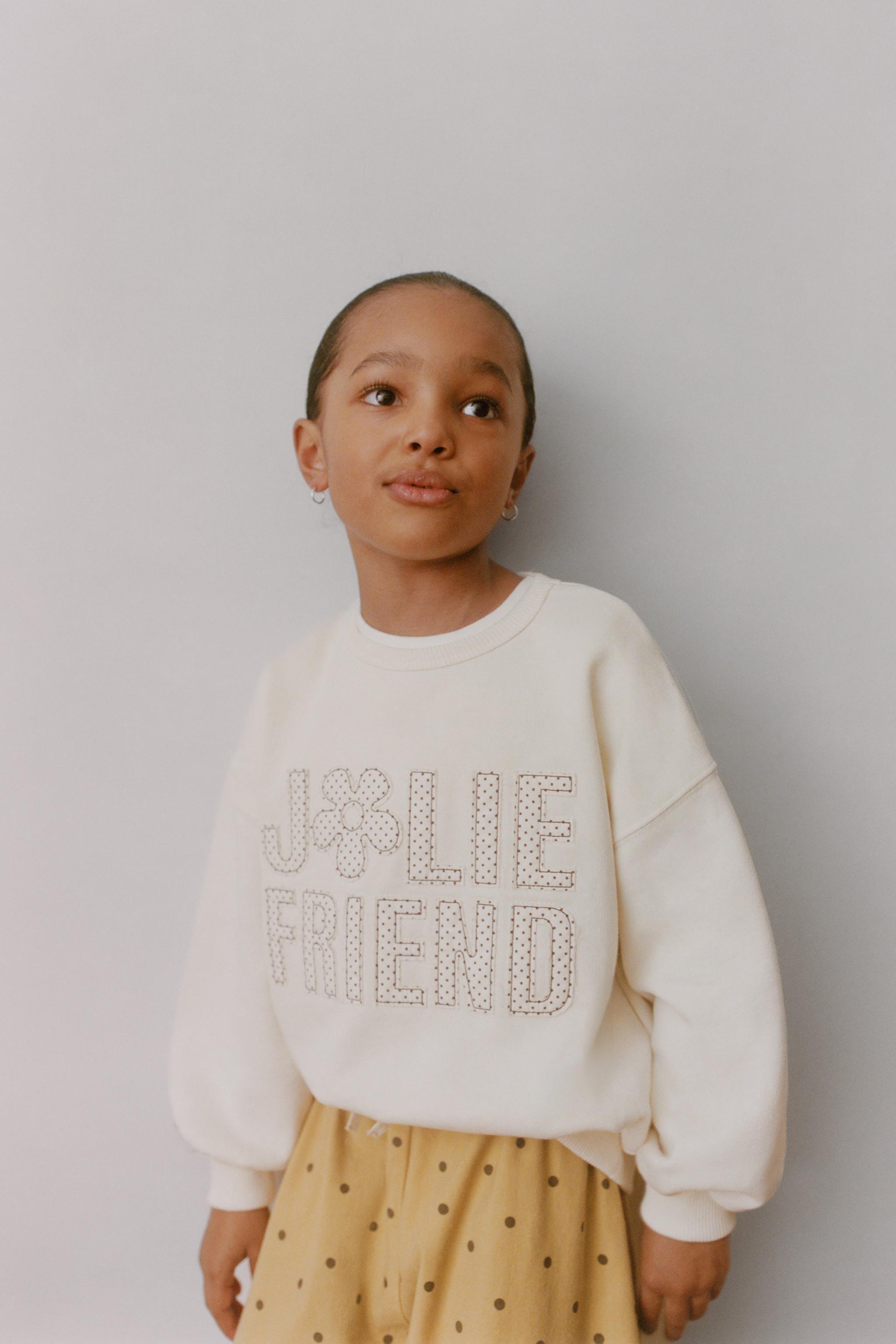 TEXT AND POLKA DOT PRINT SWEATSHIRT